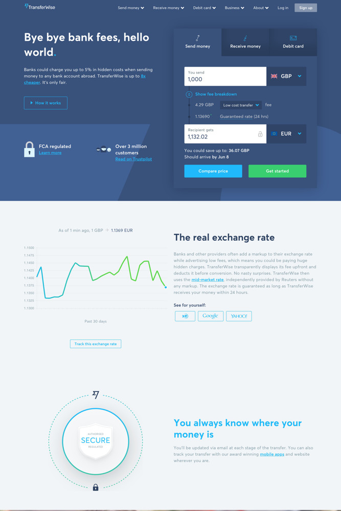 Screenshot from TransferWise