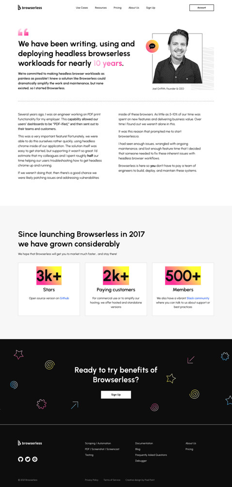 Browserless About screenshot