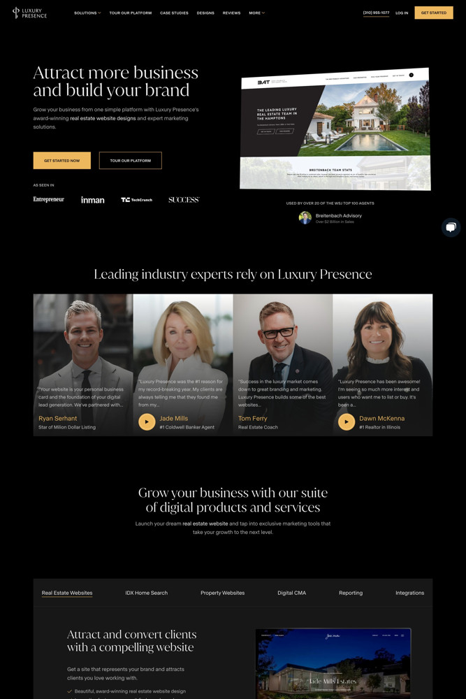 Luxury Presence Landing page screenshot