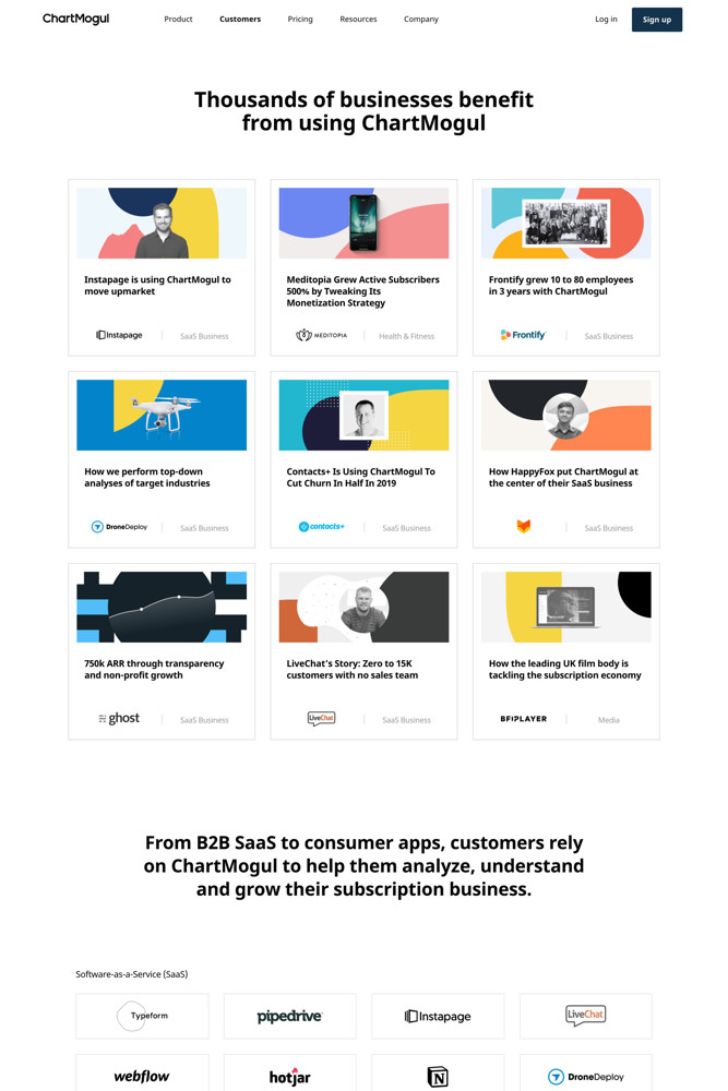 ChartMogul Customers screenshot