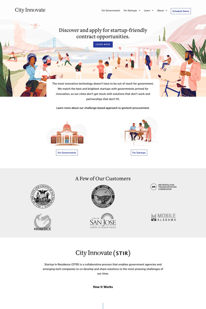 City Innovate Landing page screenshot