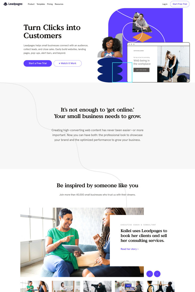 Screenshot from Leadpages