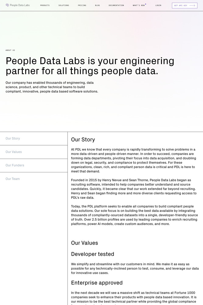 People Data Labs About screenshot