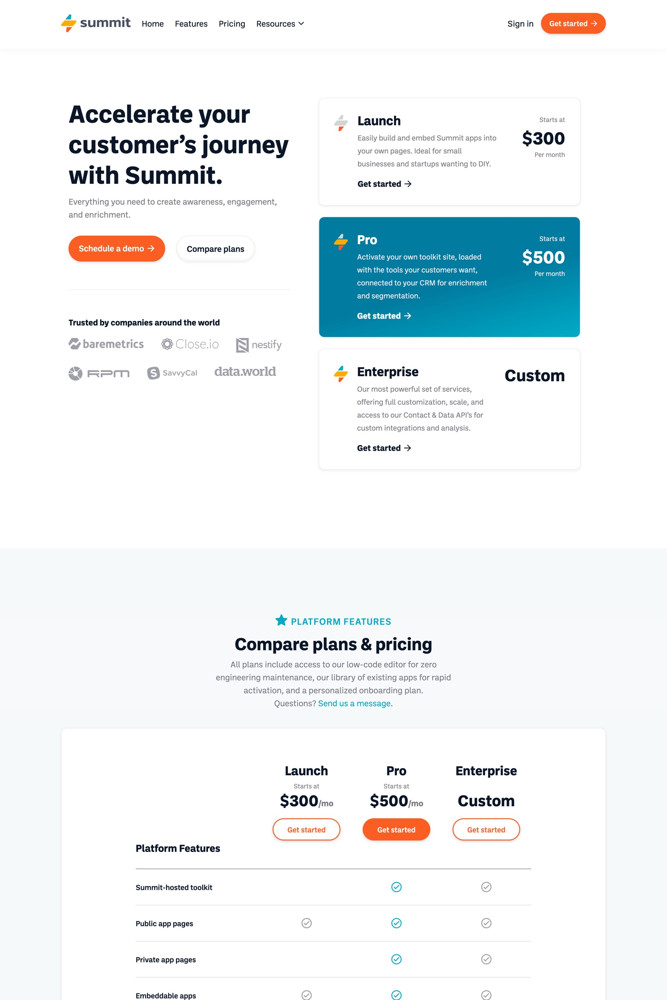 Summit Pricing screenshot