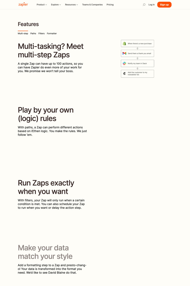 Zapier Features screenshot